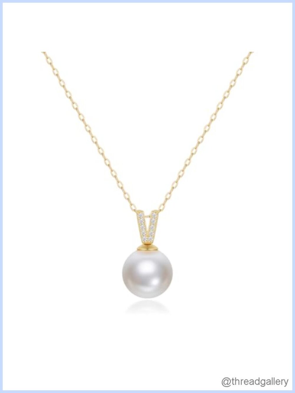 925 Sterling Silver 10MM White Pearl Pendant Necklace 14K Gold Plated